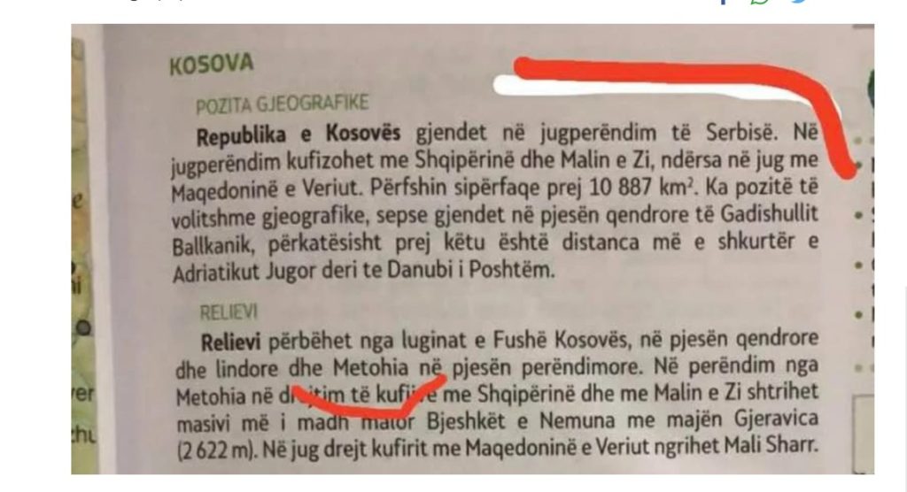 Skandal në tekstet shkollore: Kosova figuron si pjesë e Serbisë në librin e Gjeografisë të klasës VII